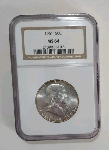 1961 P Franklin Half Dollar 50C NGC MS64 90% Silver OH Old Holder