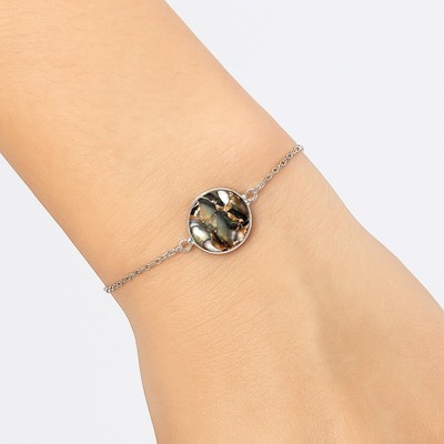 Natural Copper Abalone Shell 925 Sterling Silver Bracelet 7 8.5  B-1023