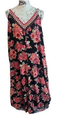 Xhilaration Boho Trim Jumpsuit Floral Print Harem Women s Size 1X
