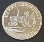 2001 John Deere Tractor Merry Christmas - .999 Silver 1 oz Ounce Round