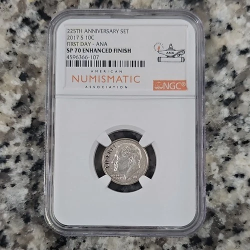 LOW PRICE!!  2017-S Roosevelt Dime Enhanced Finish NGC SP70 First Day ANA 10C
