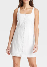 NEW A New Day Women's Linen Mini Vest Dress White Size Large