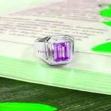 Natural Amethyst Gemstone with 925 Sterling silver  Ring For Men's #845
