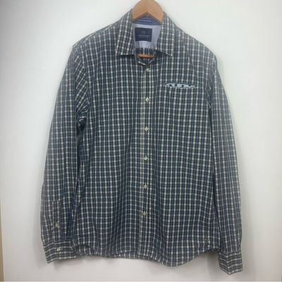 #ad Scotch amp; Soda Men’s Large Plaid Button Front Shirt Business Casual Cotton $22.00