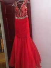 pre owned   red pageant sherri hill dress gown size 8 excellent condition