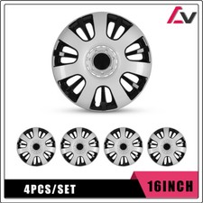 4pcsset 16universal Wheel Rim Cover Hubcaps Black Silver Caps Trim Rings