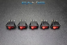 5 PCS ROCKER SWITCH ON OFF MINI TOGGLE RED LED 12V 16 AMP EC-1220RD