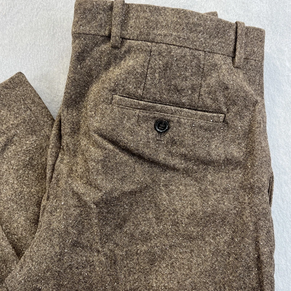 Pantalones de traje ajustados Bar III para hombre marrón mezcla de lana texturizada talla 34W 34L sarga Foto 2 de 4