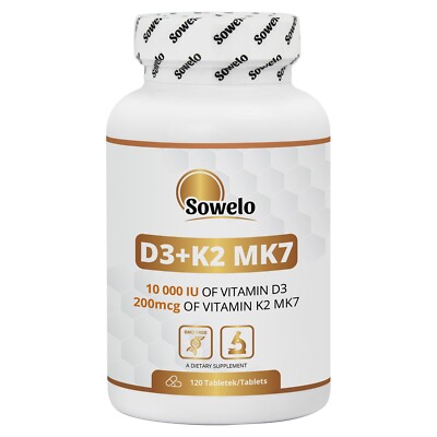 Vitamin D3 10,000 IU + K2 MK7 200mcg   Immune & Bone Support   Sowelo