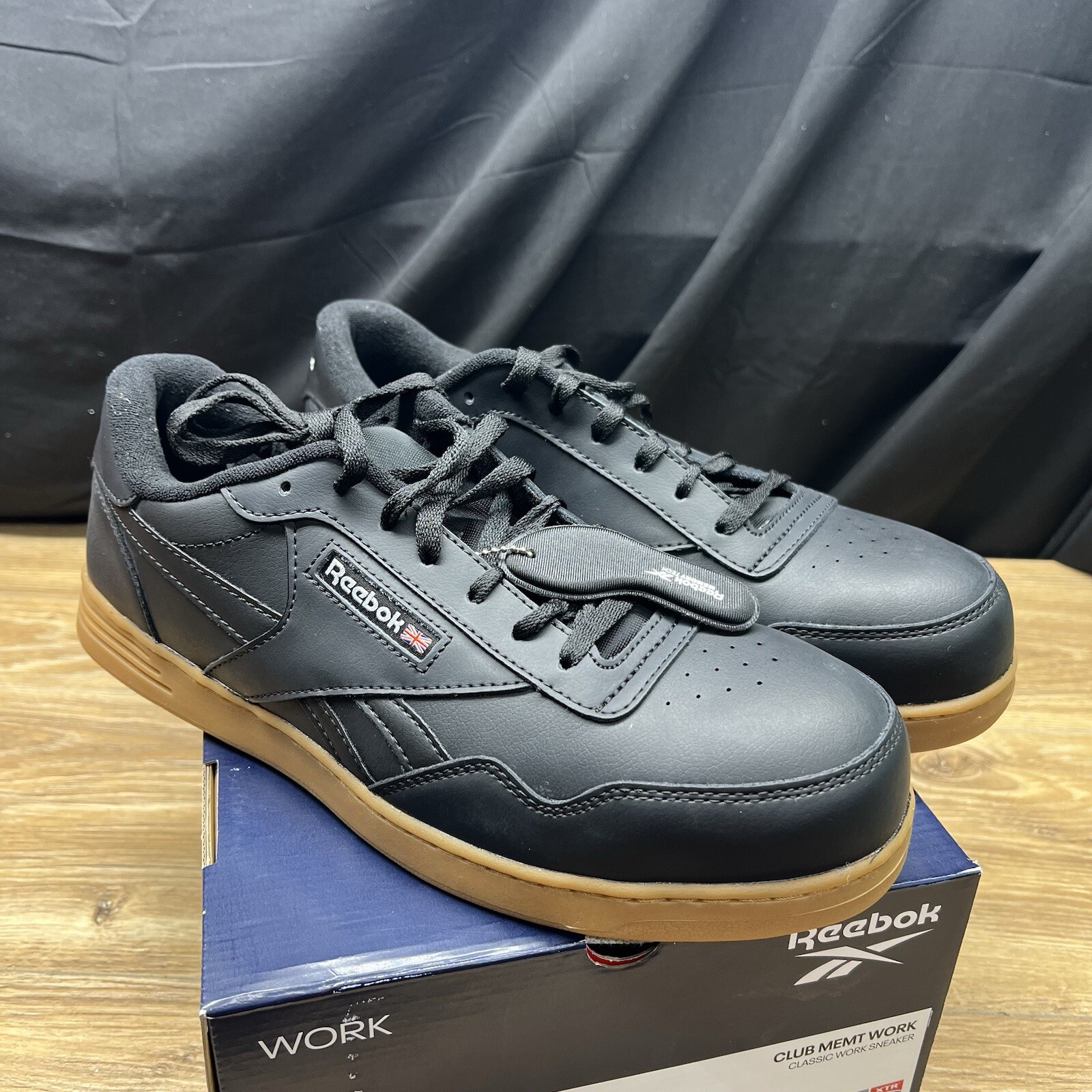 11.5 Wide Reebok Work Mens Club Memt Composite Toe Sneaker Black/Gum Rb4154