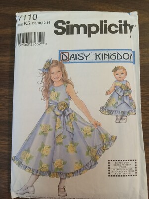 Simplicitypattern 7110 Daisy Kingdom Girls dress in sizes 7 to 14 uncut