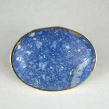 Vintage Estate Scarf Clip Goldtone 1.6 In Dress Blue Plastic Chip