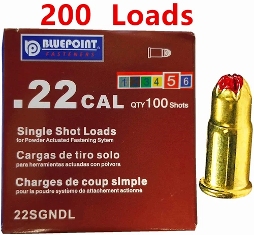 200 Level-5 Red Loads for Ramset PAT Tools/Dewalt PAT Actuated Hammer Tools