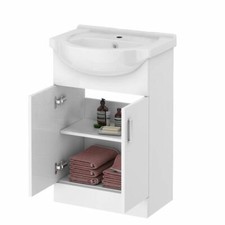 White 550mm Floor Standing Assembled Vanity Basin Unit