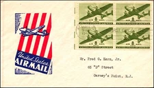 Scott C26 8 Cents Transport Plane Ioor FDC Typed Address Block Planty C26-16