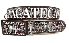 MEN'S ZACATECAS WESTERN LEATHER BELT COWBOY RODEO BELT. CINTO VAQUERO ZACATECAS