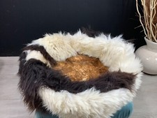 24'' Premium Round Sheepskin Pet Bed Organic Wool Gift for Pets Dog Cat