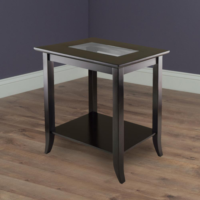 Winsome Genoa Rectangular End Table, Winsome Wood Genoa Round Coffee Table With Glass Top Espresso Finish