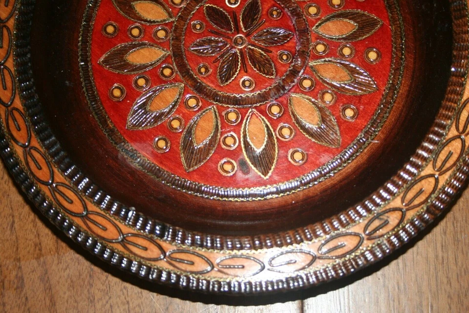 VTG Inlaid Copper & Wood Serving Tray Scandinavian Poland 8 5/8" - Image 4 of 4