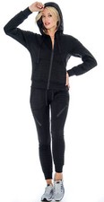 9 Crowns Women's Slim FIt Moto Hoodie Jacket and Pant Tracksuit Set