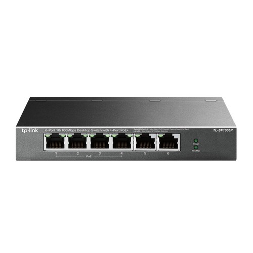 TP-Link 6-Port Switch 4-Port PoE+ Fast Ethernet 74W Ventilatorlos Metall v3.0