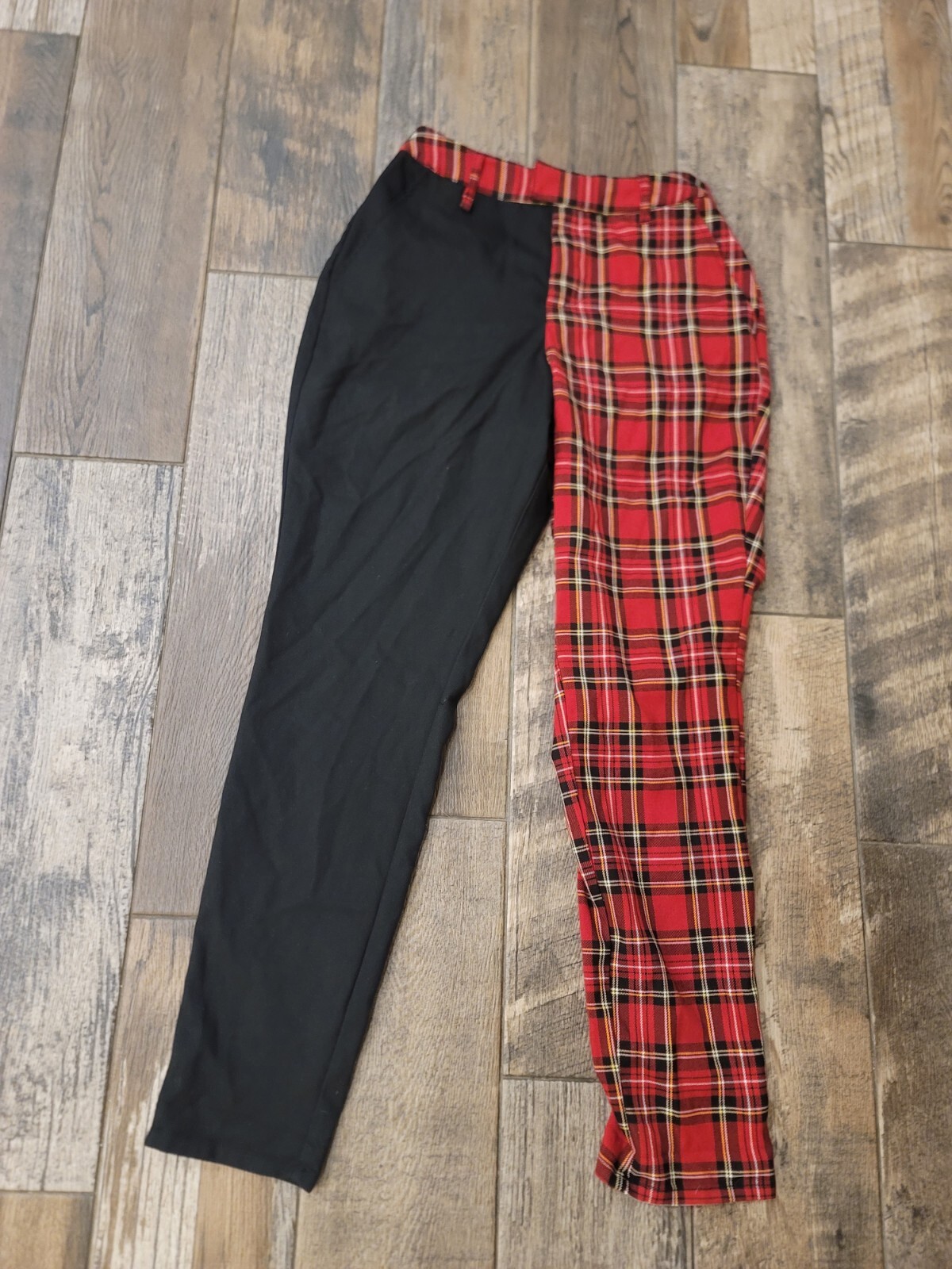 Split Pattern Plaid Pants Hot Topic - image 1