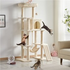 Cat Tree Multi-level Cat Tower w/Condo Hammock Scratching Ladder for Large Cats