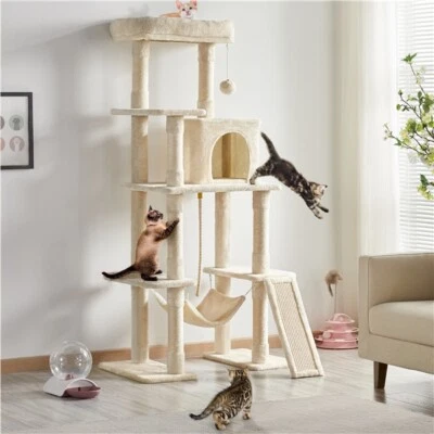 UKUNIVERSAL365 Cat Tree Multi-level Cat Tower w/Condo Hammock Scratching Ladder for Large Cats