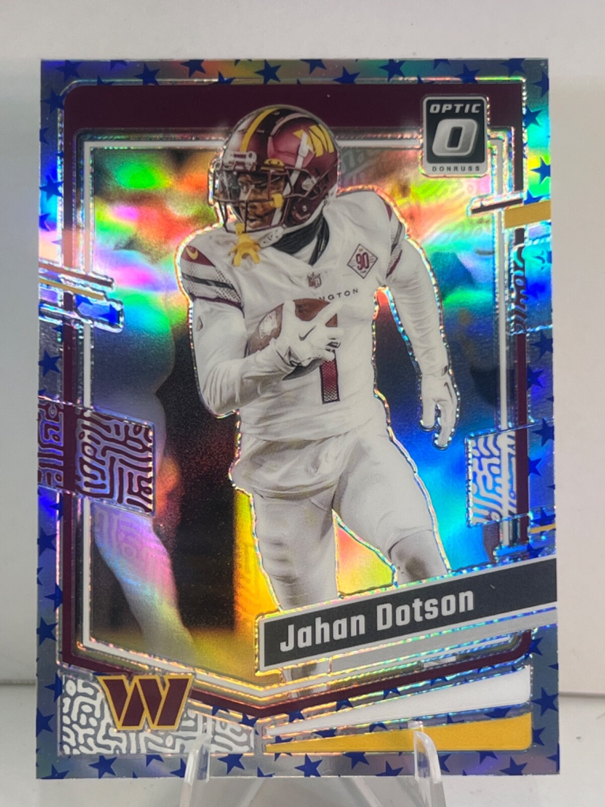 Jahan Dotson 2023 Optic #196 Rated Rookie RC Blue Stars Prizm SP Commanders