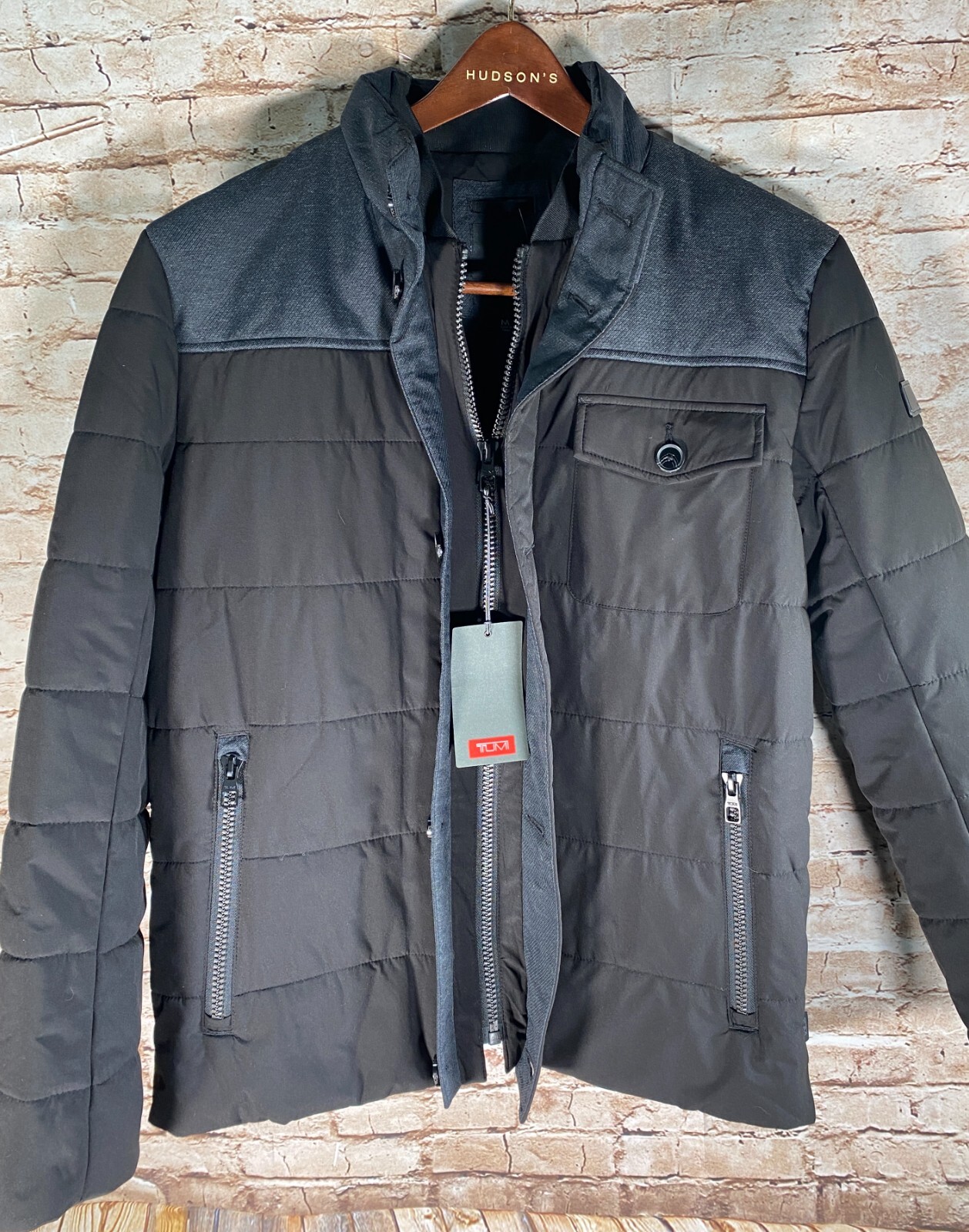 TUMI MixedMedia FullZip ButtonPlacket Jacket 295 Men's M / Black NWT eBay