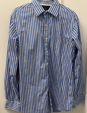 Polo Ralph Lauren Curham Shirt Mens 16 1/2 34/35 Blue White Stripe Custom Fit