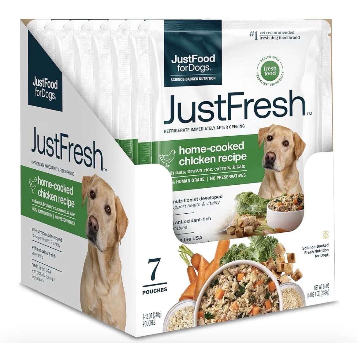 JustFoodForDogs JustFresh Home-Cooked Chicken Recipe Wet Dog Food Human Grade