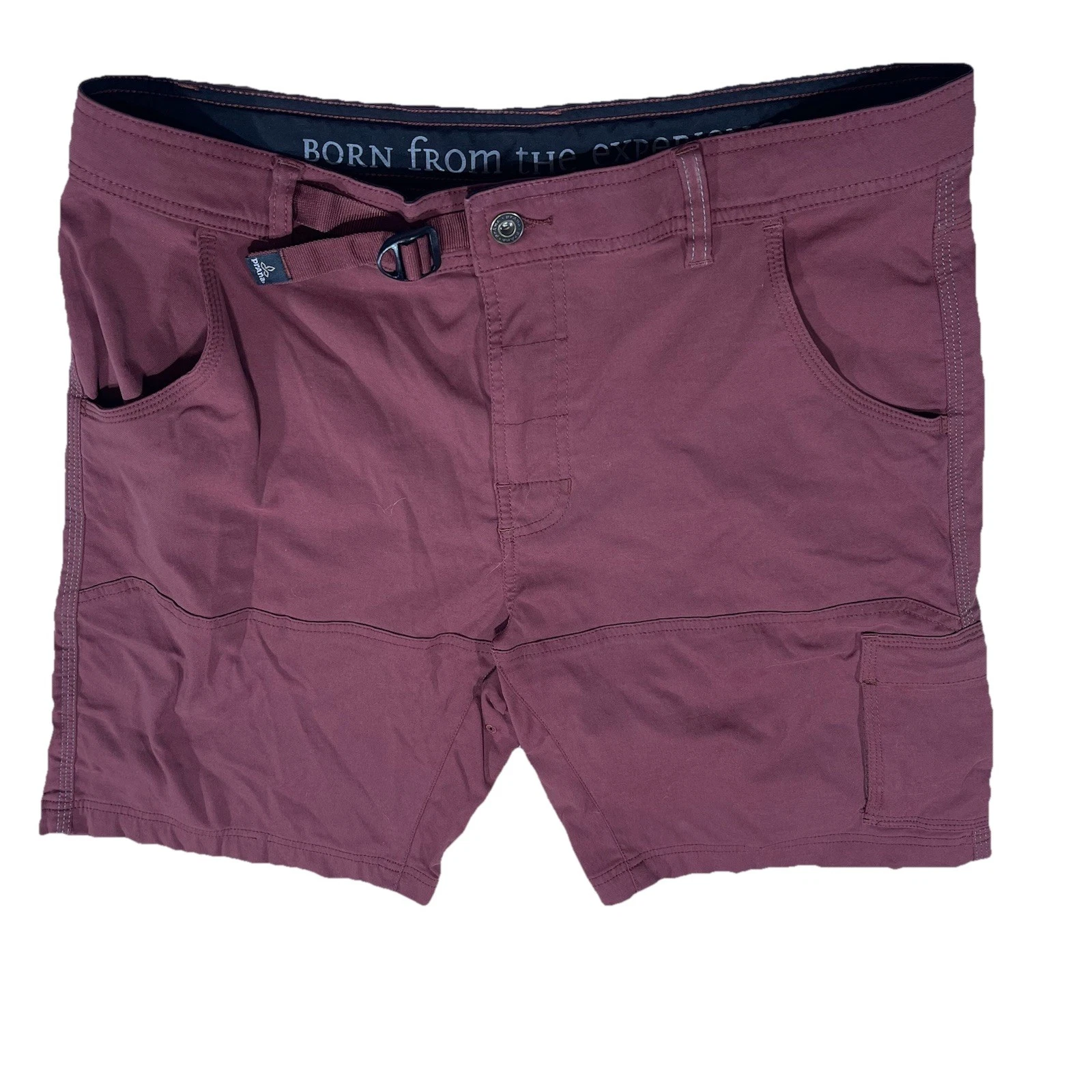 Prana Shorts Mens 34 Maroon Zion Cargo Belted Nylon Stretch Outdoor Hiking D2