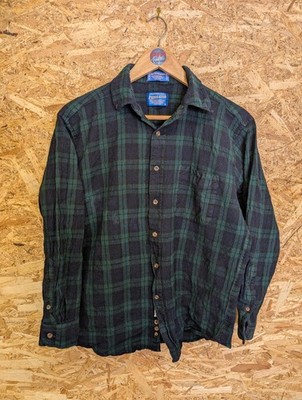 Sir Pendleton Hemd klein dunkelblau grün kariert Wolle schwarz Uhr Tartan