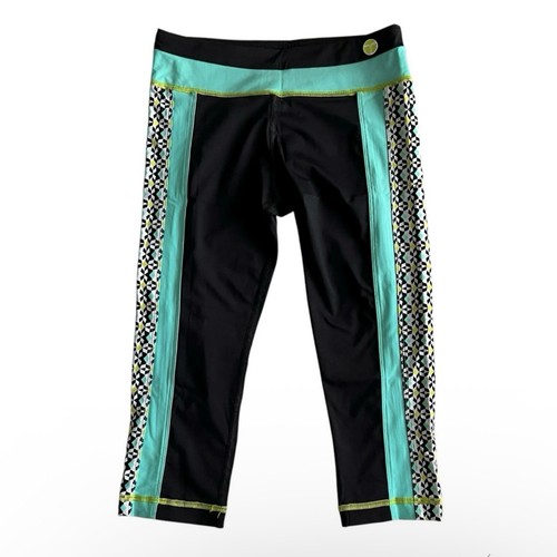 Trina Turk Leggings Cropped Y2K Low Rise Black Colorful Neon Women’s XS