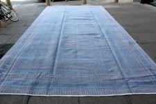Vintage Traditional Hand Made Oriental Cotton Blue Pink Kilim Ziloo 552x268cm