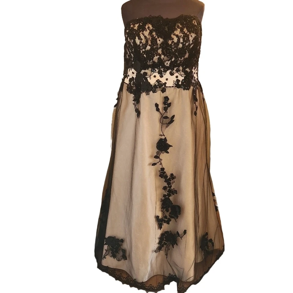 Strapless Black Lace Wedding Dress Custom Gothic Bridal Gown Lace Tulle Plus 24 - Image 2 of 4