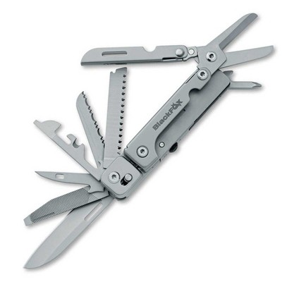 BlackFox Solver   Multitool aus Edelstahl mit Clip & großer Schere 13 Funktionen