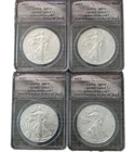 2017 Set of 4 Coins American Silver Eagle MS70 $1 ANACS Certified First Strike