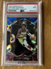 2020 Select Blue White Purple Cracked Ice #61 Anthony Edwards PSA 9 RC Rookie