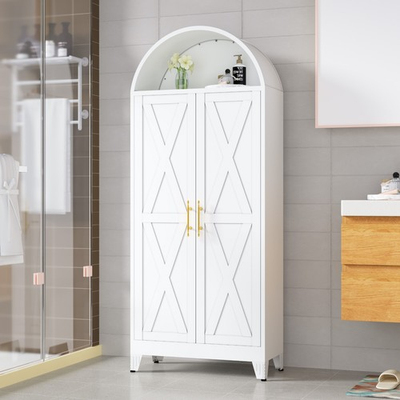 #ad #ad 73 inch high arched metal kitchen cabinet living room storage cabinet wardrobe $151.99