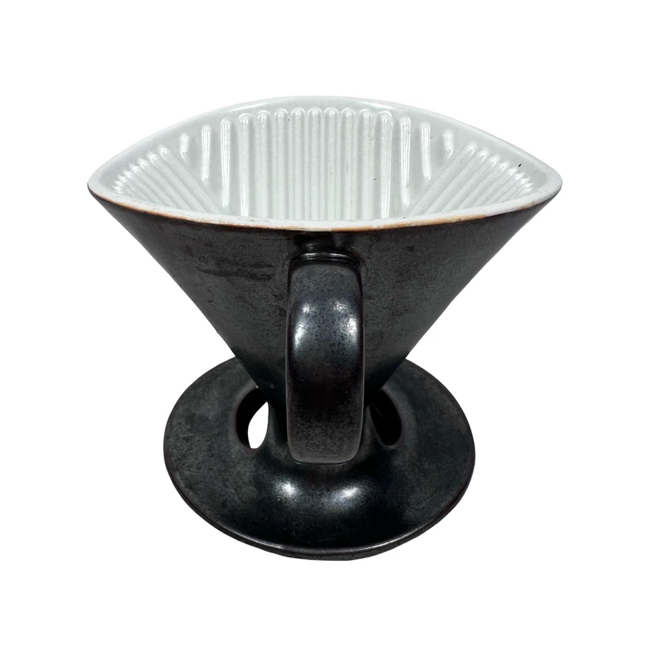 Cafeteira Melitta Signature Series Pour-Over Cone porcelana cinza brilhante marrom - Imagem 3 de 4