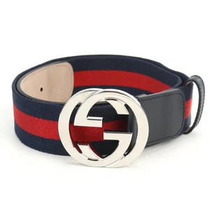 Gucci 75/30 Ceinture Homme Inutilisée 411924 Cuir Enclenché GG avec boite Rouge Marine