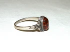 Beautiful Vintage Silver Ring with Amber Bead UK N US 7
