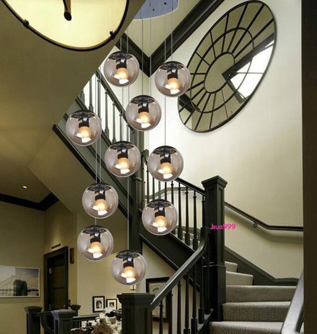 Lobby Glass Chandelier Lighting Pendant Lamp Ceiling Fixtures Stair Light