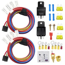 Dual Electric Fan Relay Kit Radiator Temperature Sensor... 