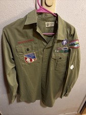 Vintage Boy Scouts of America Men's Uniform Shirt W/Patches Long Sleeve Large 
