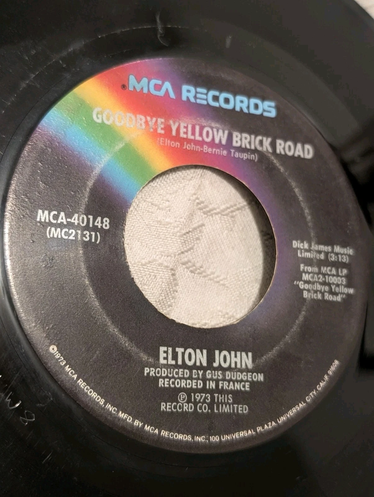Elton John Goodbye Yellow Brick Road/Young Man's Blues 45 MCA Pinckneyville 1973
