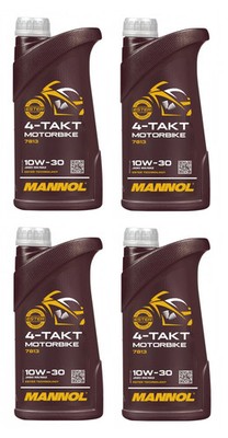 4x1l Mannol 7813 Motorbike 4-Takt 10W-30 Motoröl SN, MA2 kompartibel mit Honda
