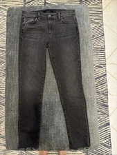 Joes Jeans Straight Leg Womens Size 26  Black/Gray Stretch Denim Fray Hem Crop